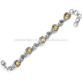 Belle bijoux bracelet en argent sterling 925 en pierres précieuses Citrine